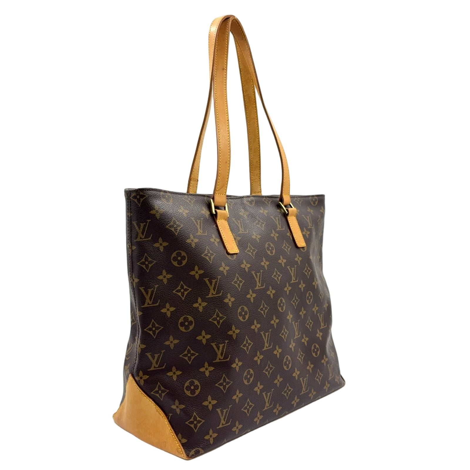 Louis Vuitton Cabas Mezzo Monogram Leather Brown Light Tote Gold — view 2