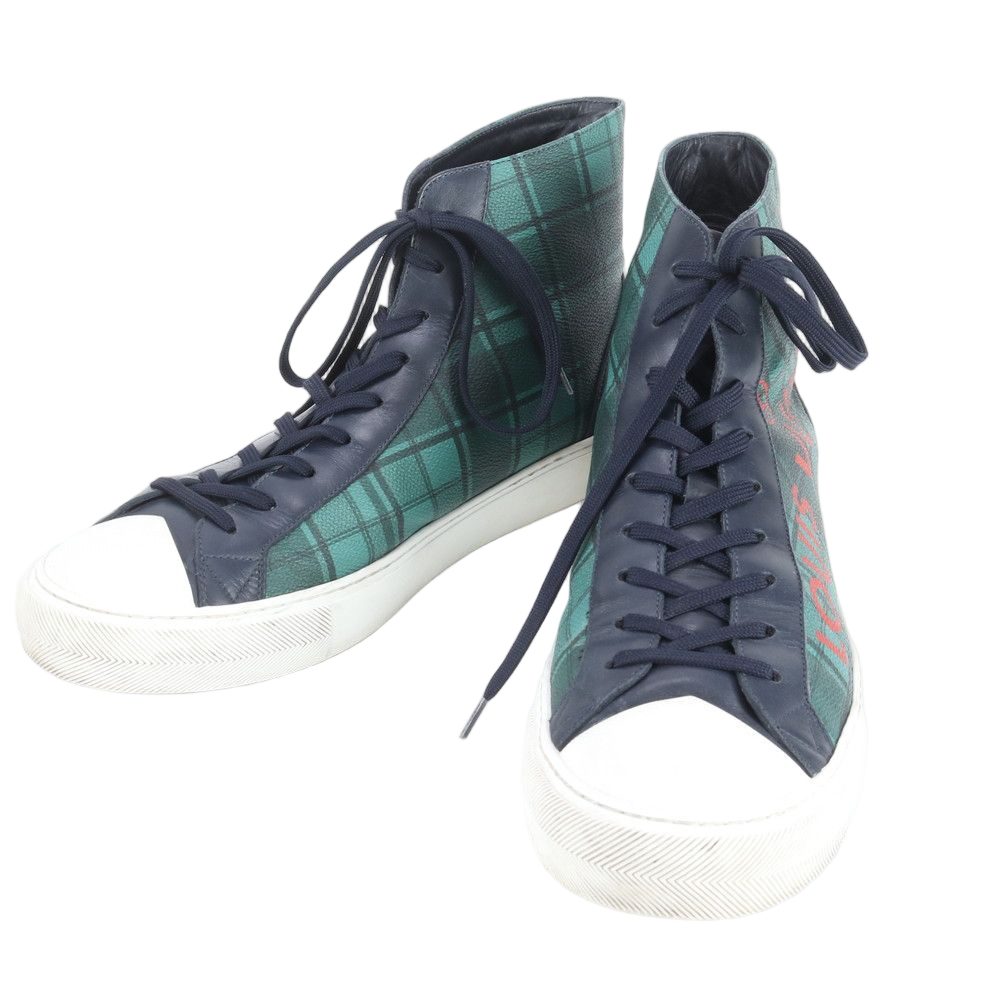 Louis Vuitton Check Tattoo Line 10 Leather High Cut Sneakers Lace Up Shoes