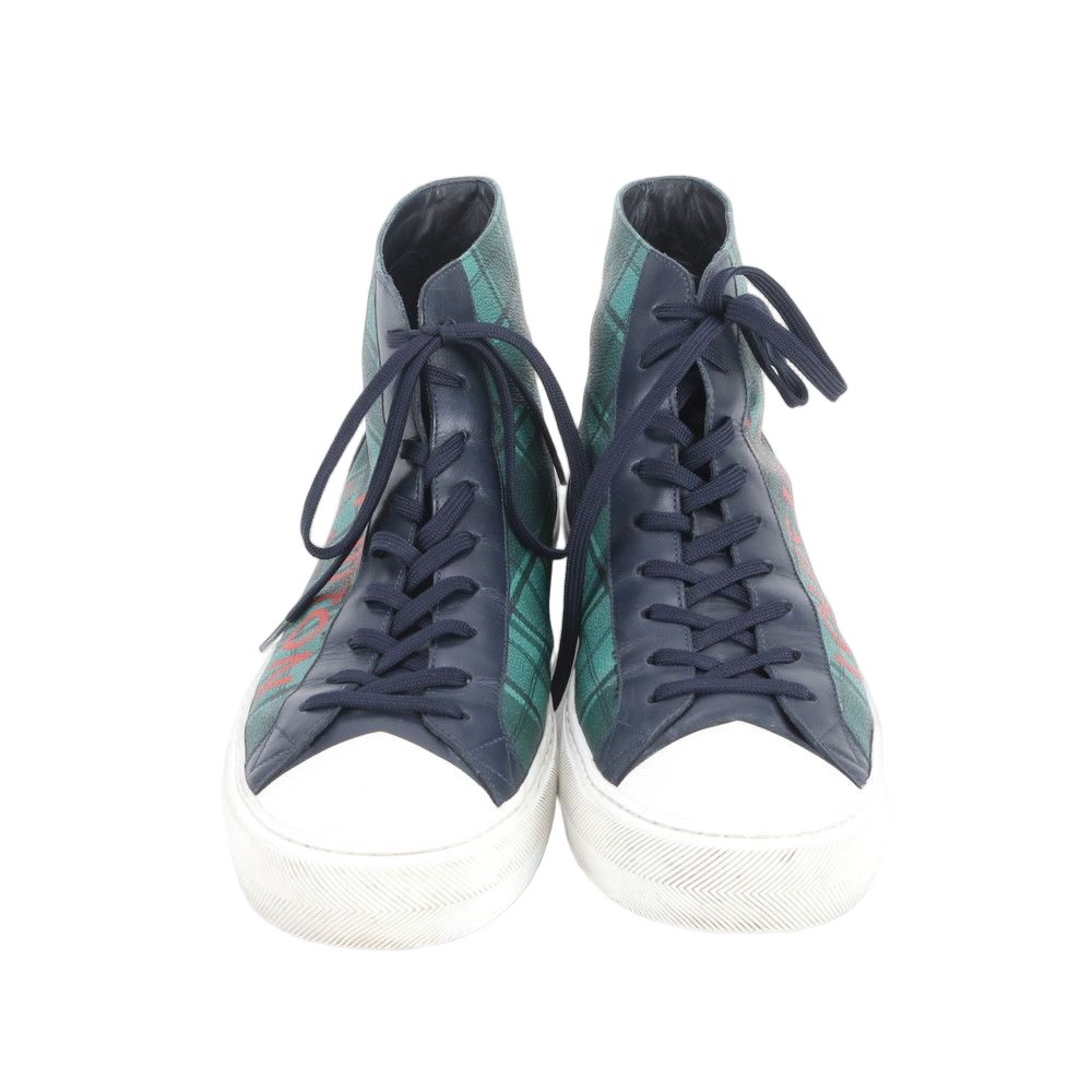 Louis Vuitton Check Tattoo Line 10 Leather High Cut Sneakers Lace Up Shoes — view 2