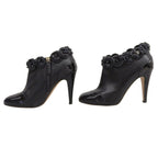 Chanel Camellia Decoration with CC Logo Patent Leather Ankle Boots Booties — view 2