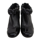 Chanel Camellia Decoration with CC Logo Patent Leather Ankle Boots Booties — view 3