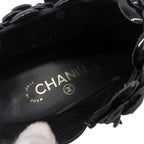 Chanel Camellia Decoration with CC Logo Patent Leather Ankle Boots Booties — view 7