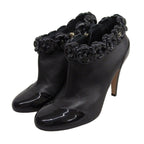 Chanel Camellia Decoration with CC Logo Patent Leather Ankle Boots Booties