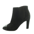 Chanel Bootie Suede Cap Toe CC Logo Side Gore 37C Black