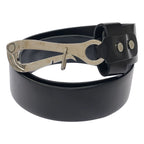 Celine Pelican Hook Buckle Leather Belt Black 30 75