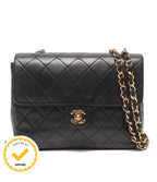 Chanel Chain Shoulder Bag Gold Lambskin Quilted Single Flap