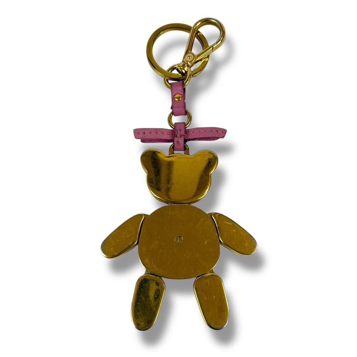 Prada Bear Motif Key Sling Bag Charm Teddy Pink Saffiano Leather — view 4