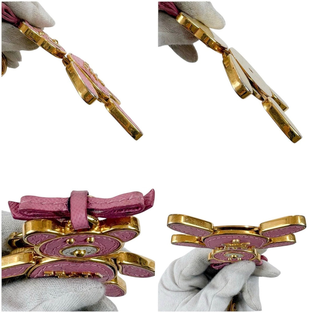 Prada Bear Motif Key Sling Bag Charm Teddy Pink Saffiano Leather — view 8