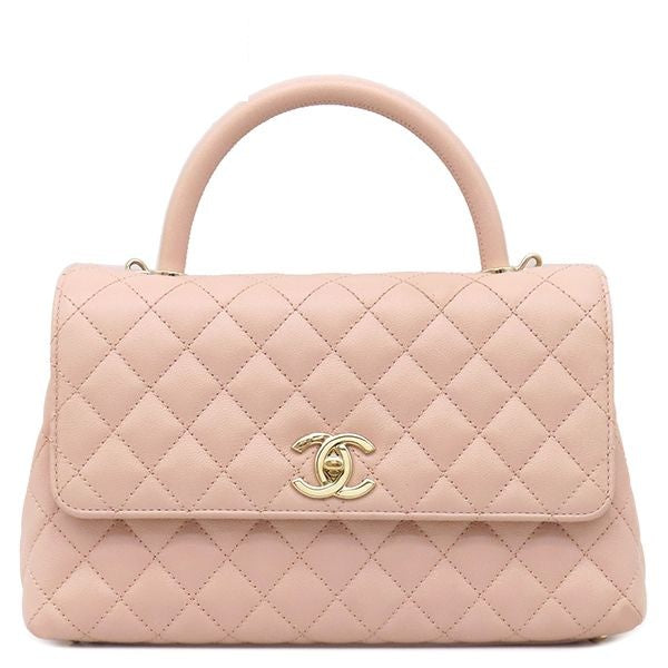 Chanel 2-Way Bag Coco Handle 29 Caviar Leather Pink Gold Top