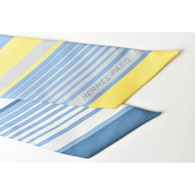 Hermes Twillye Scarf Silk Twill Carriage Motif Light Blue Yellow — view 4