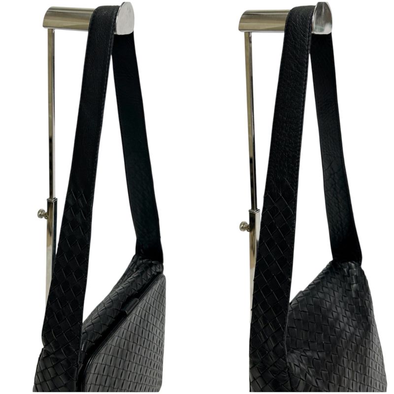 Bottega Veneta One Shoulder Bag Intrecciato Leather Black Gusset Soho Hobo — view 4