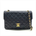 Chanel Quilted CC Logo Lambskin Turnlock Shoulder Bag Navy
