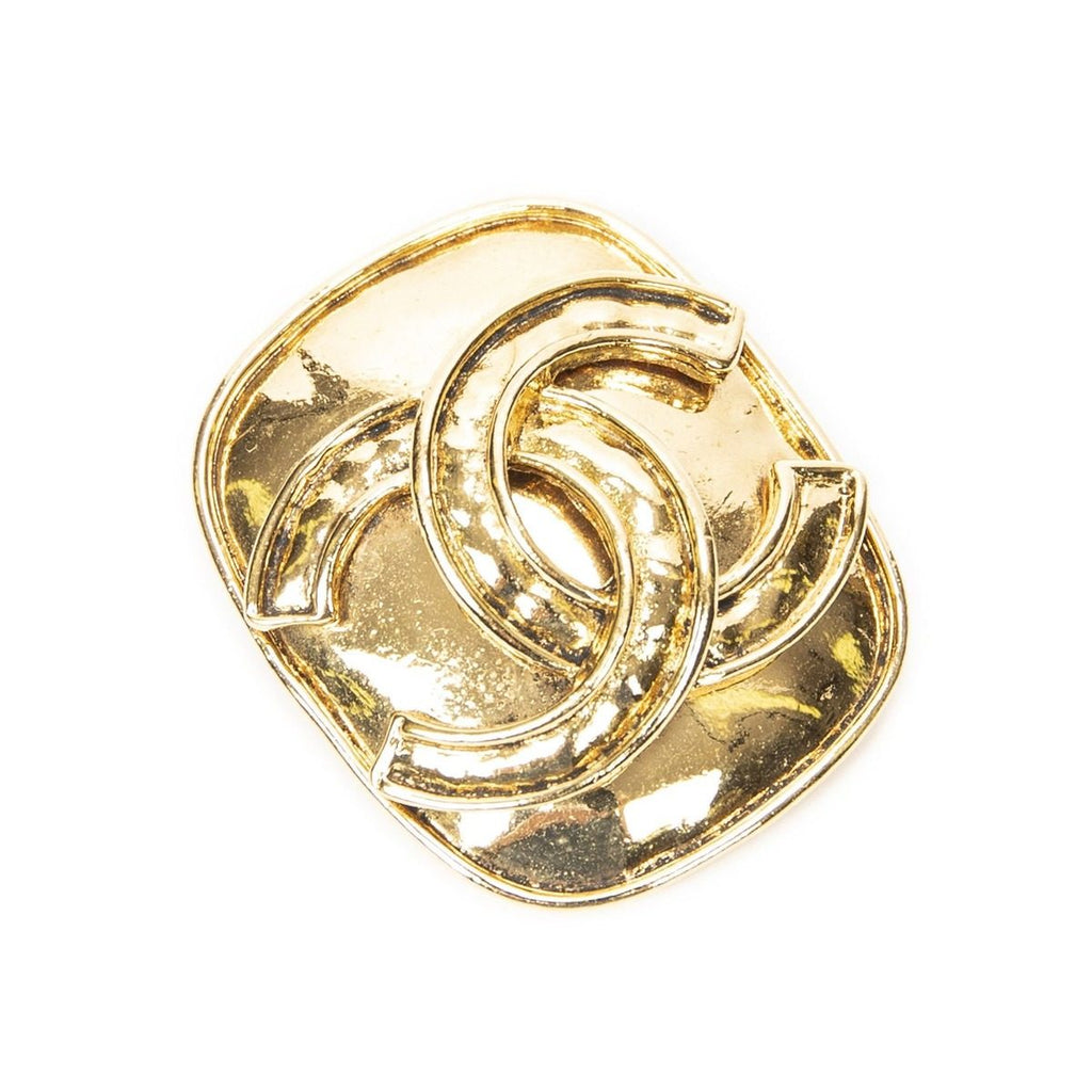 Chanel Cc Square Brooch Gold Plated