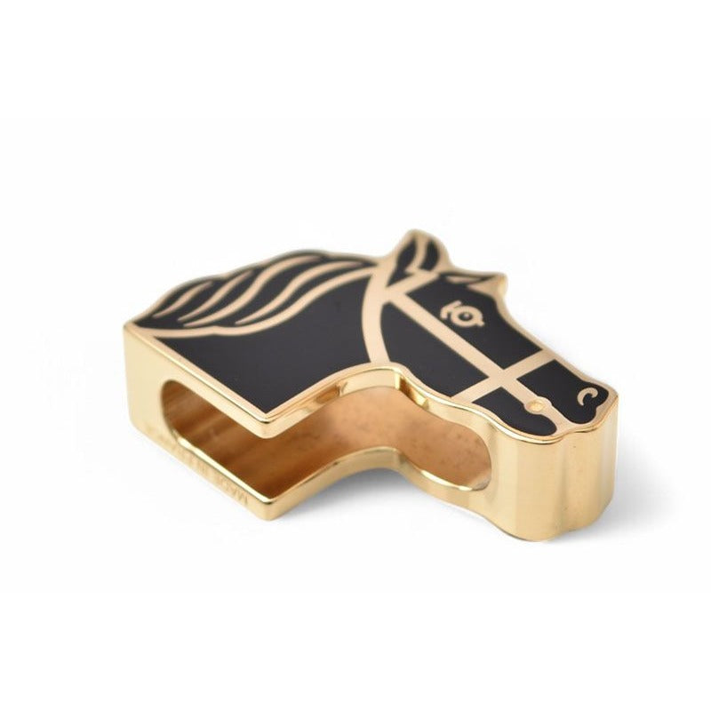 Hermes Scarf Ring Holder Twillye Cadrige Horse Black — view 3