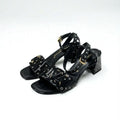 Louis Vuitton Shakeline Monogram Sandals Shoes Patent Black Gold LV Logo