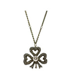 Gucci Necklace Silver Interlocking Clover 925 Sterling Faux Pearl