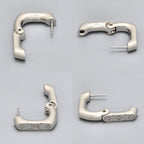 Louis Vuitton Hoop Earrings Monogram Chain Single Ear Silver Color Meta Hinge — view 3