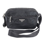 Prada Tessuto Nylon Triangle Logo Leather Shoulder Bag Crossbody Messenger