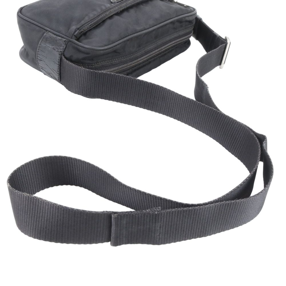Prada Tessuto Nylon Triangle Logo Leather Shoulder Bag Crossbody Messenger — view 2