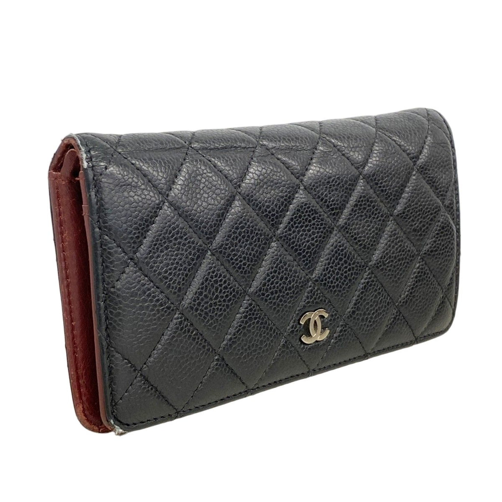 Chanel Wallet Quilted Caviar Leather Black Silver — view 2