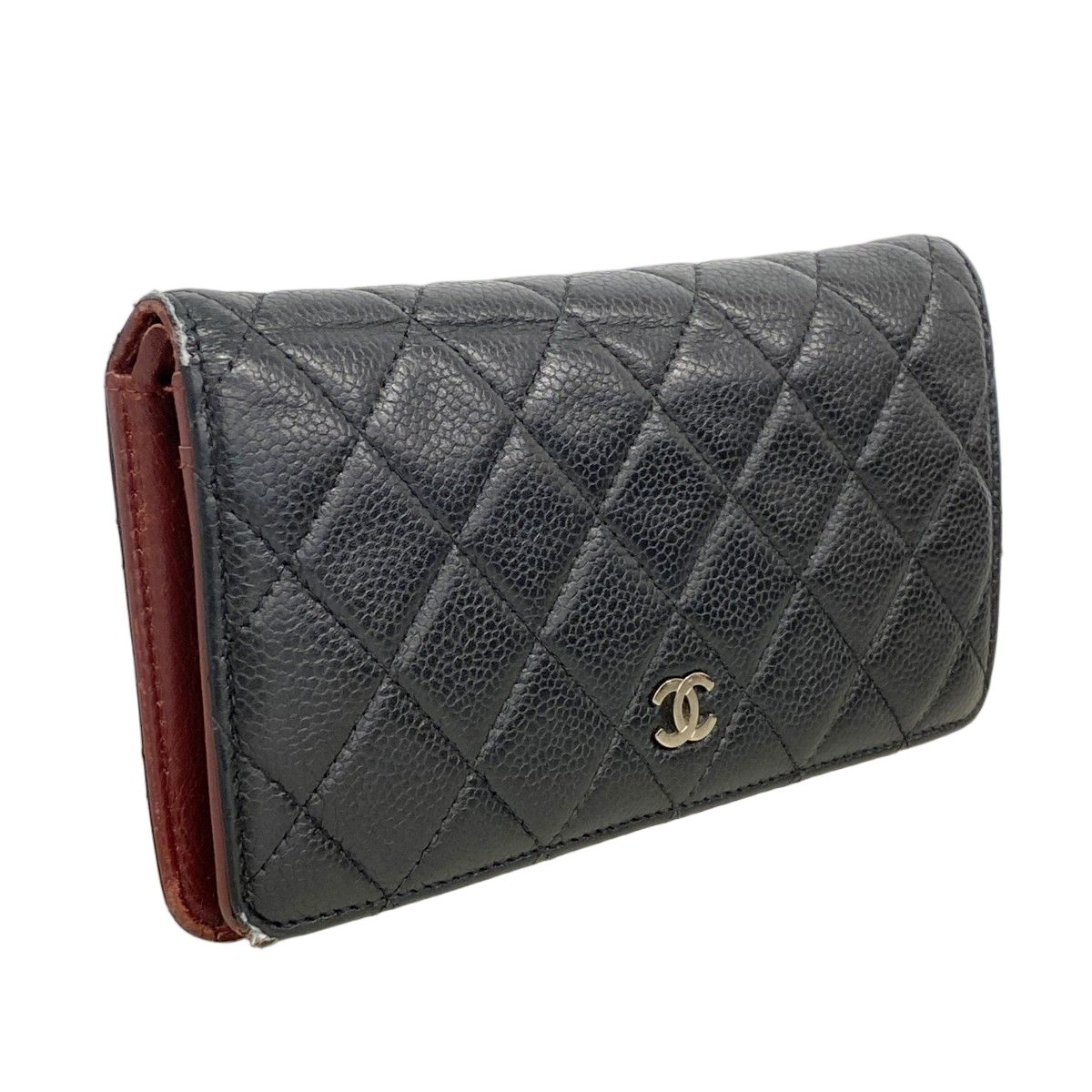 Chanel Wallet Quilted Caviar Leather Black Silver — view 2