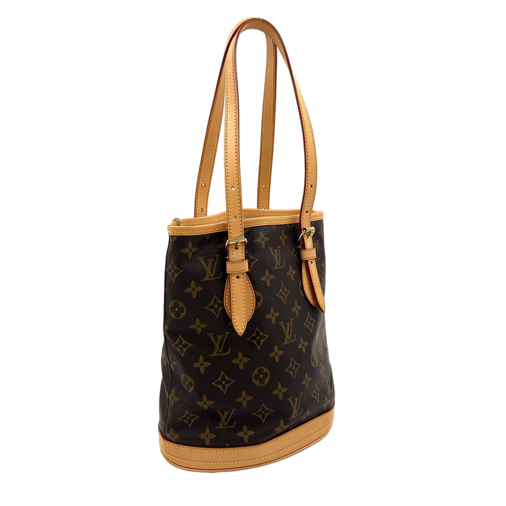 Louis Vuitton Bucket PM Monogram Leather Brown Light Shoulder Bag Gold — view 2
