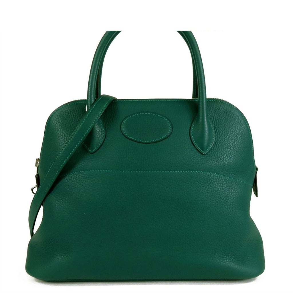 Hermes Bolide 31 Malachite Silver Taurillon 2-Way Shoulder Bag