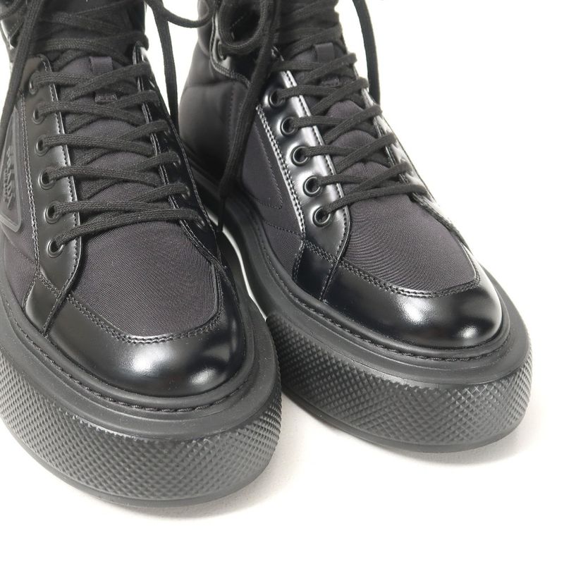 Prada Macro HIGH TOP Sneakers Size 37 Cut Triangle Logo Re-nylon — view 4