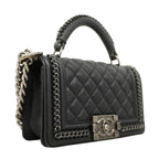 Chanel Handbag Boy Top Handle Calfskin Black Silver 2-Way — view 2