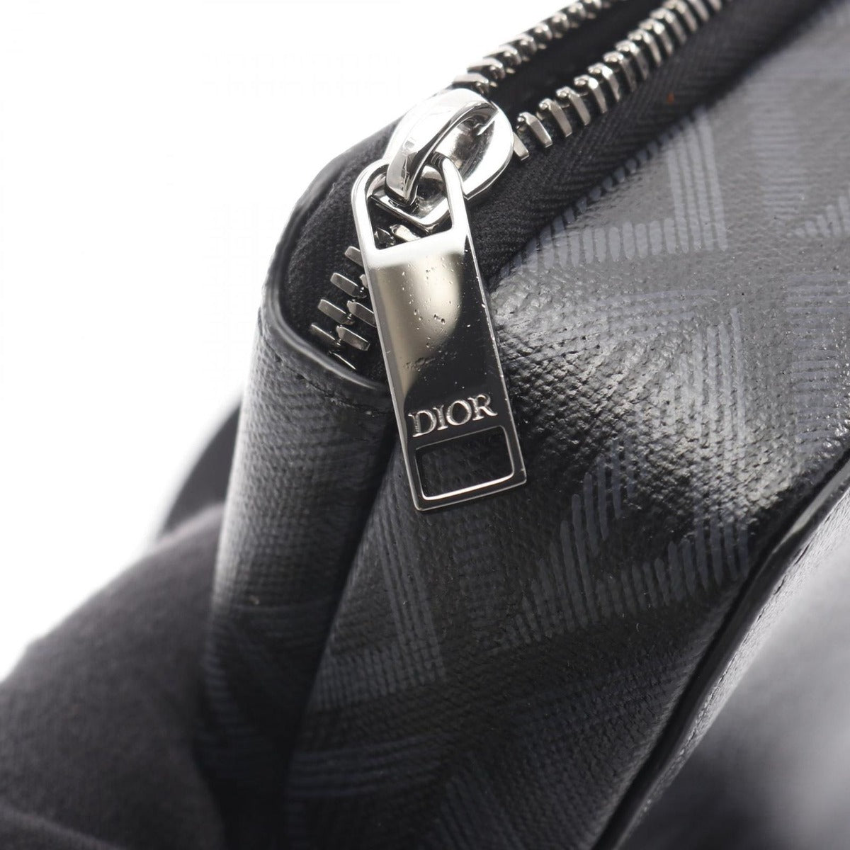 Dior Shoulder Bag CD Diamond Messenger Pouch Black Canvas — view 6