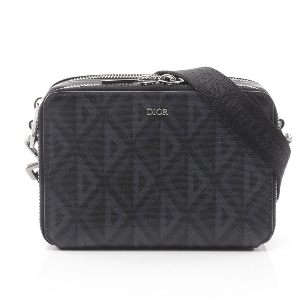 Dior Shoulder Bag CD Diamond Messenger Pouch Black Canvas
