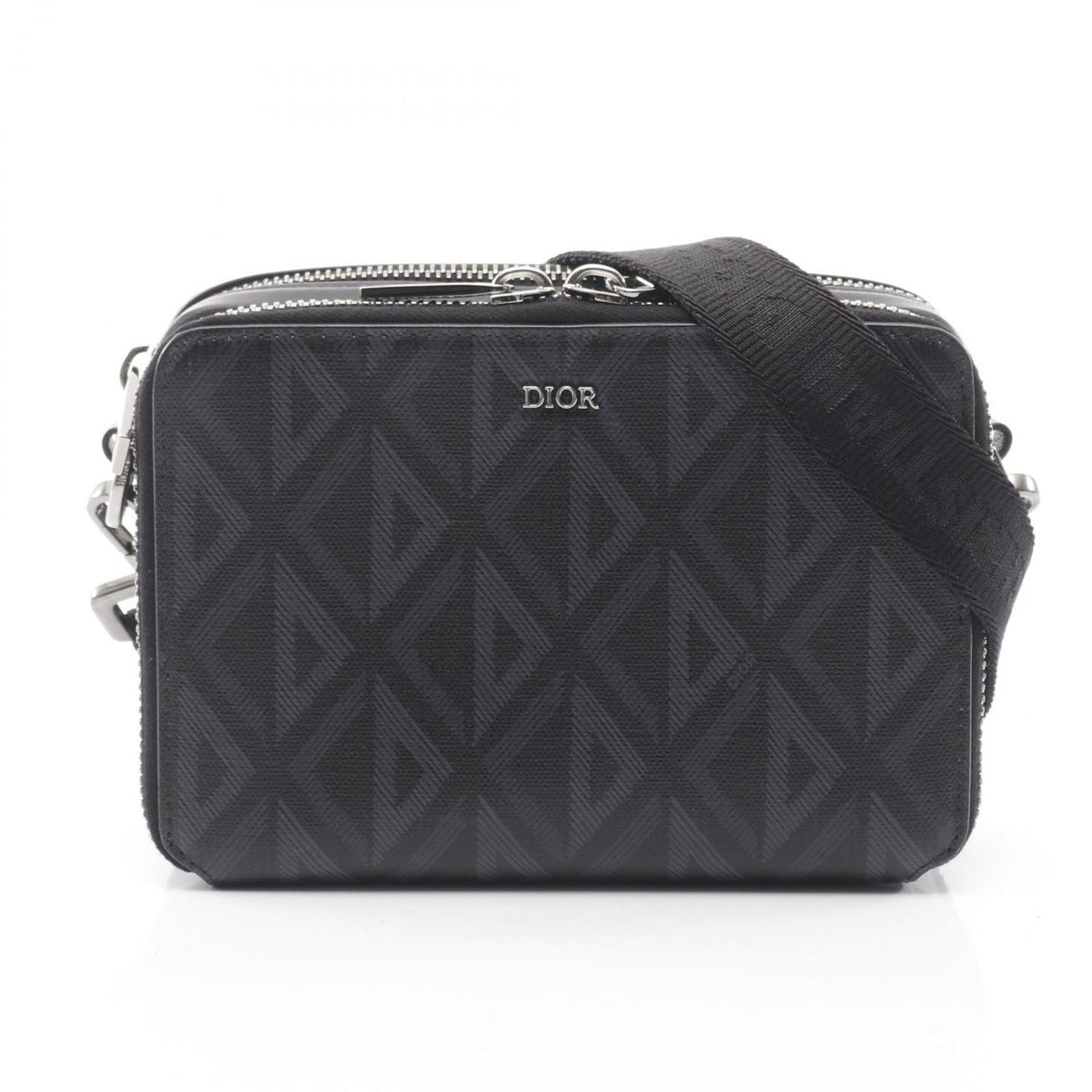 Dior Shoulder Bag CD Diamond Messenger Pouch Black Canvas