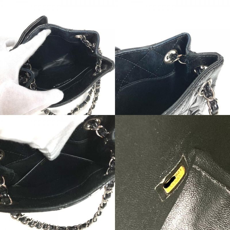 Chanel Upside Down Shoulder Bag Quilted Enamel Black — view 8