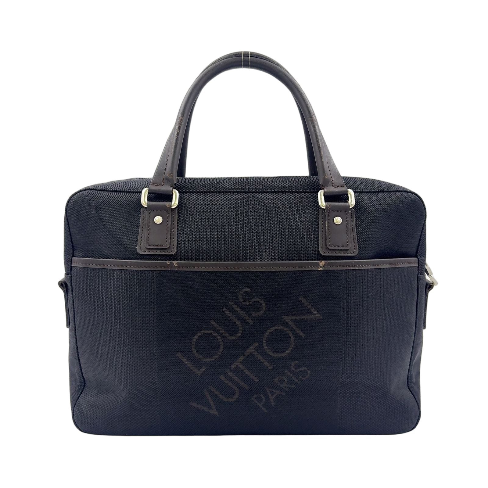 Louis Vuitton Yak Damier Geant Noir Leather Nylon Black Business Bag Silver