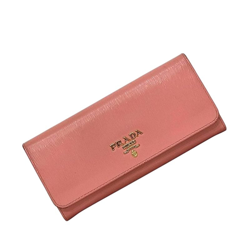 Prada Bifold Long Wallet Pink 1 Mh132 Leather Viteromove