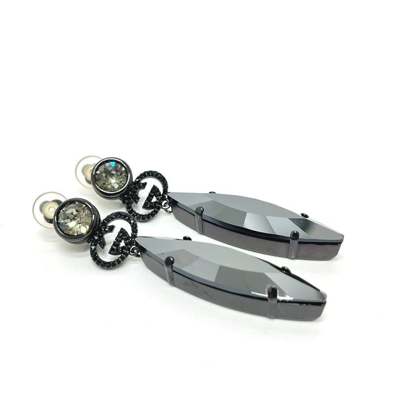 Gucci Earrings GG Crystal Bijou Metal Black
