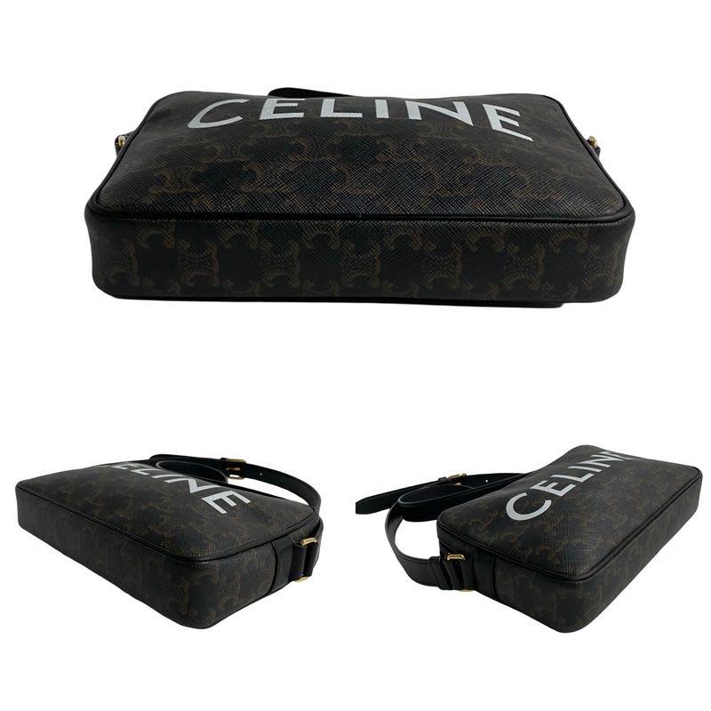 Celine Triomphe Messenger Medium Leather Mini Shoulder Bag Pochette Black 33540