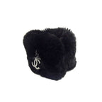 Chanel CC Logo Rabbit Fur 100% Fur Bangle Black Bracelet