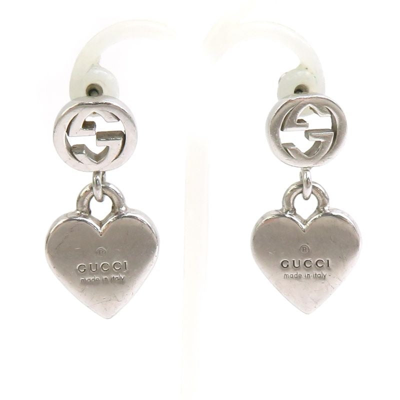Gucci Interlocking Logo Silver-Tone Heart Earrings