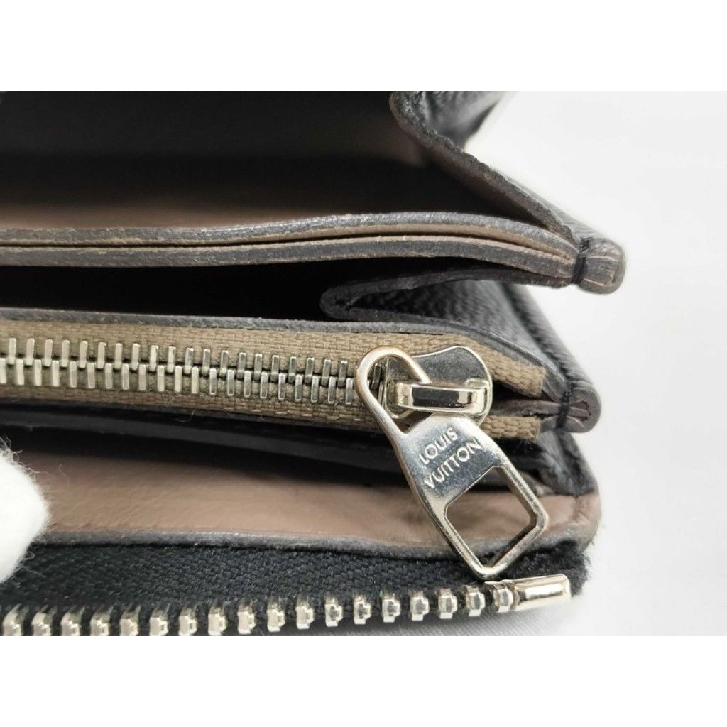 Louis Vuitton Wallet Portefeuille Comet Black Leather L-shaped Zipper Silver — view 8