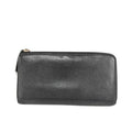 Louis Vuitton Wallet Portefeuille Comet Black Leather L-shaped Zipper Silver
