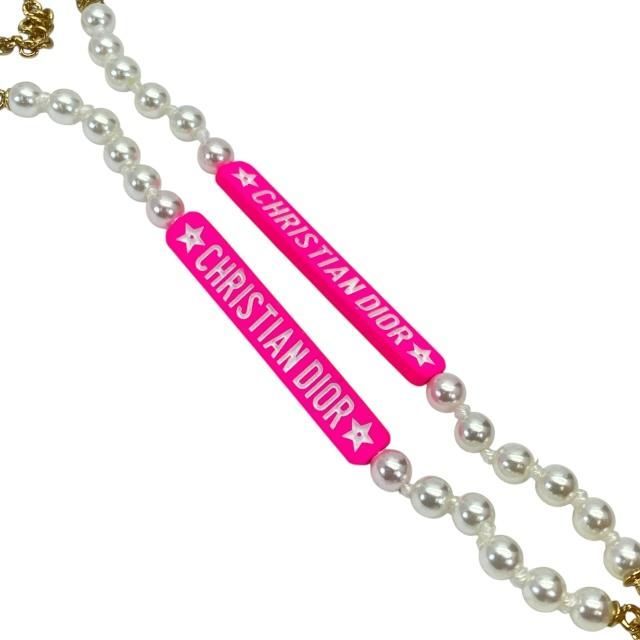 Christian Dior Airpods Holder Necklace Chain Logo Faux Pearl GP — view 7