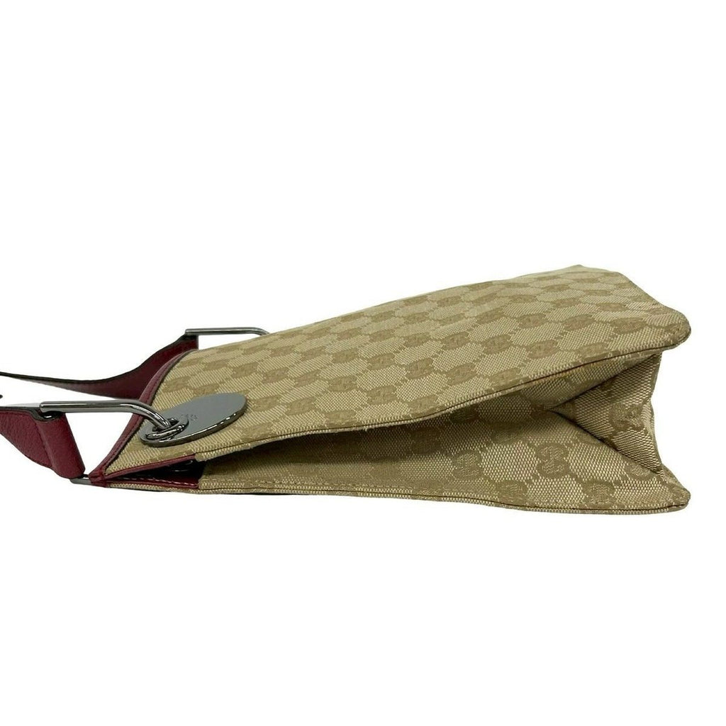 Gucci GG Monogram Canvas Leather Shoulder Bag Pochette Crossbody Beige — view 5