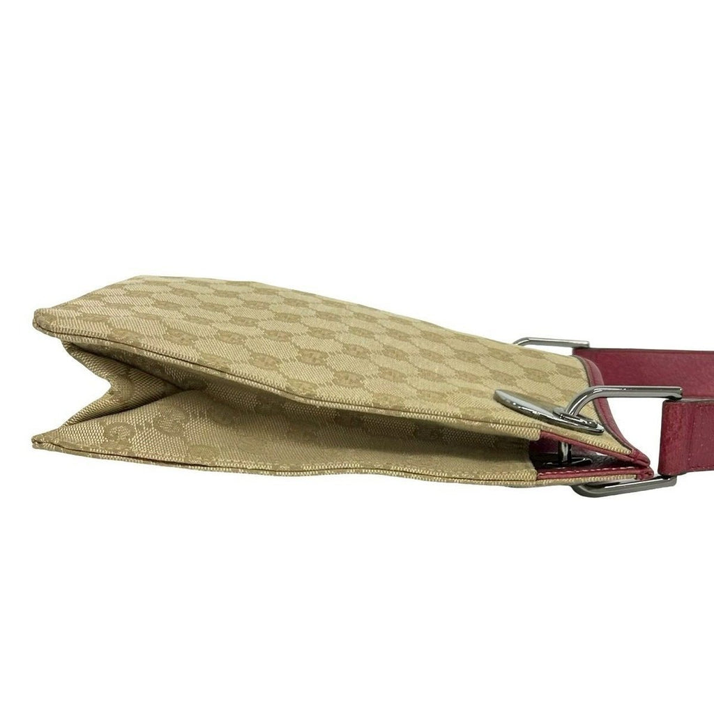 Gucci GG Monogram Canvas Leather Shoulder Bag Pochette Crossbody Beige — view 6