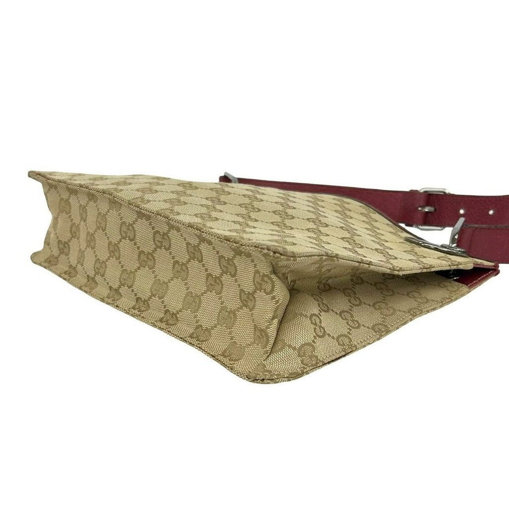 Gucci GG Monogram Canvas Leather Shoulder Bag Pochette Crossbody Beige — view 8