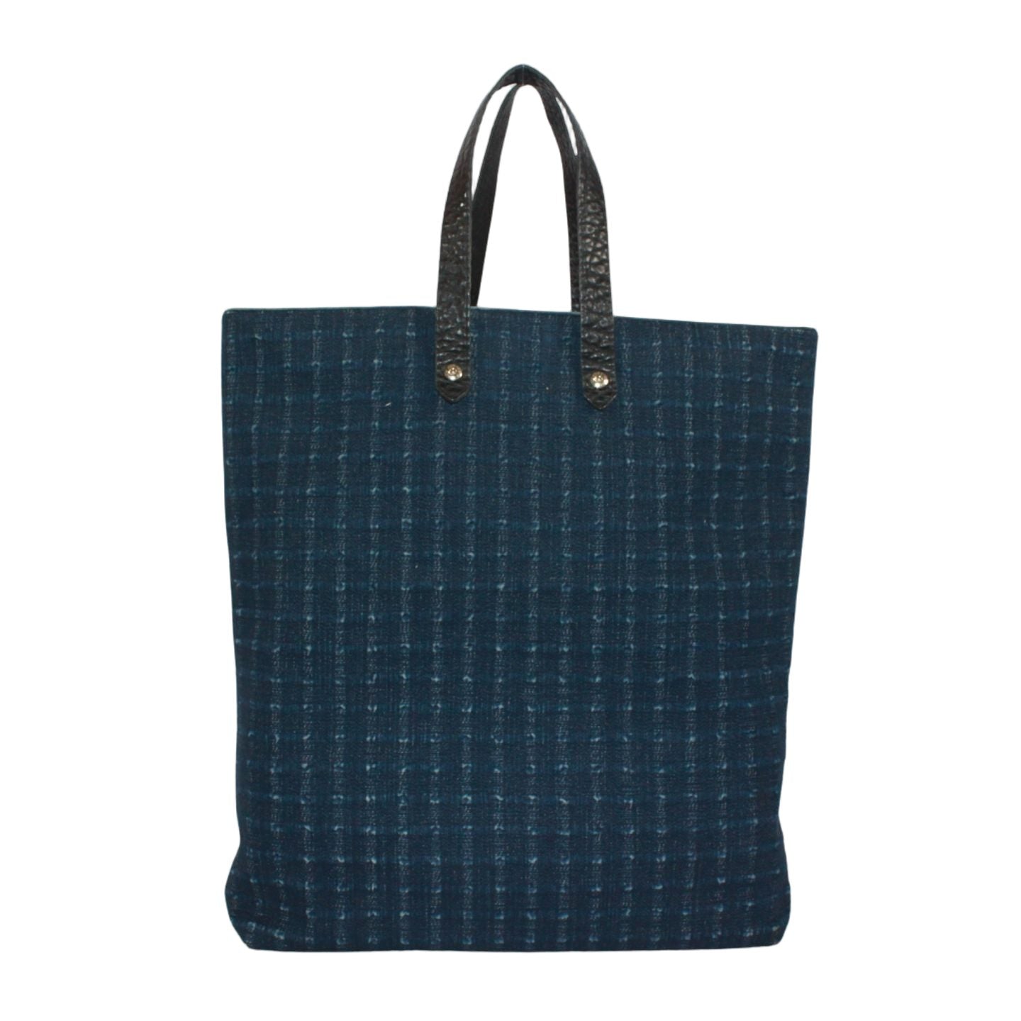 Hermes Amedaba GM Leather Canvas Navy Tote Silver