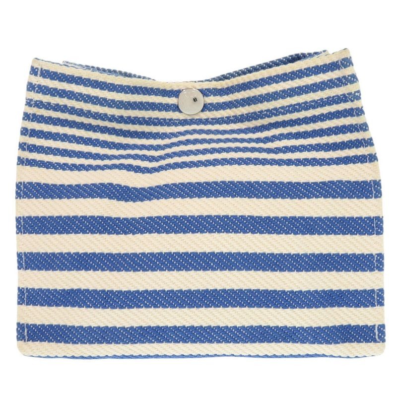 Hermes Striped Cotton Ivory Blue Pouch 0453