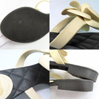 Chanel Camellia Beach Sandals Flat Heel 35 Black White Rubber Thong — view 8