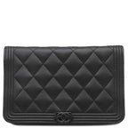 Chanel Chain Wallet Boy Caviar Leather Black Hardware