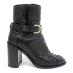 Chanel Ankle Boots 34 1 2 C Black Leather Patent CC Mark Shoes — view 4